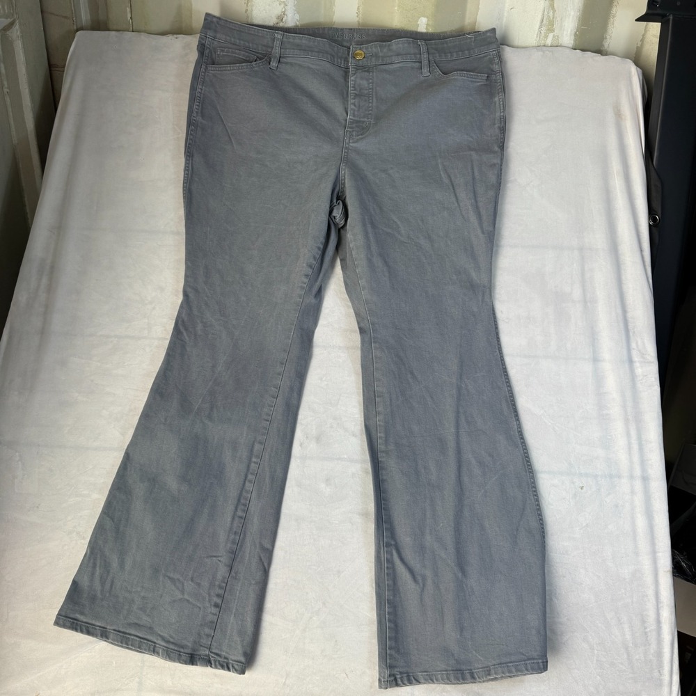 Vintage Ryegrass Womens Flared Jeans Gray Denim Stretch Five Pockets Size 22W